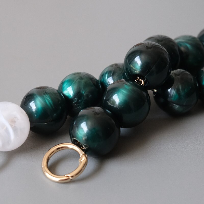 Damestas accessoire wit groen acryl hars onderdeel luxe handgemaakte kralen polsband vrouwen vervangende tas handvat cirkel