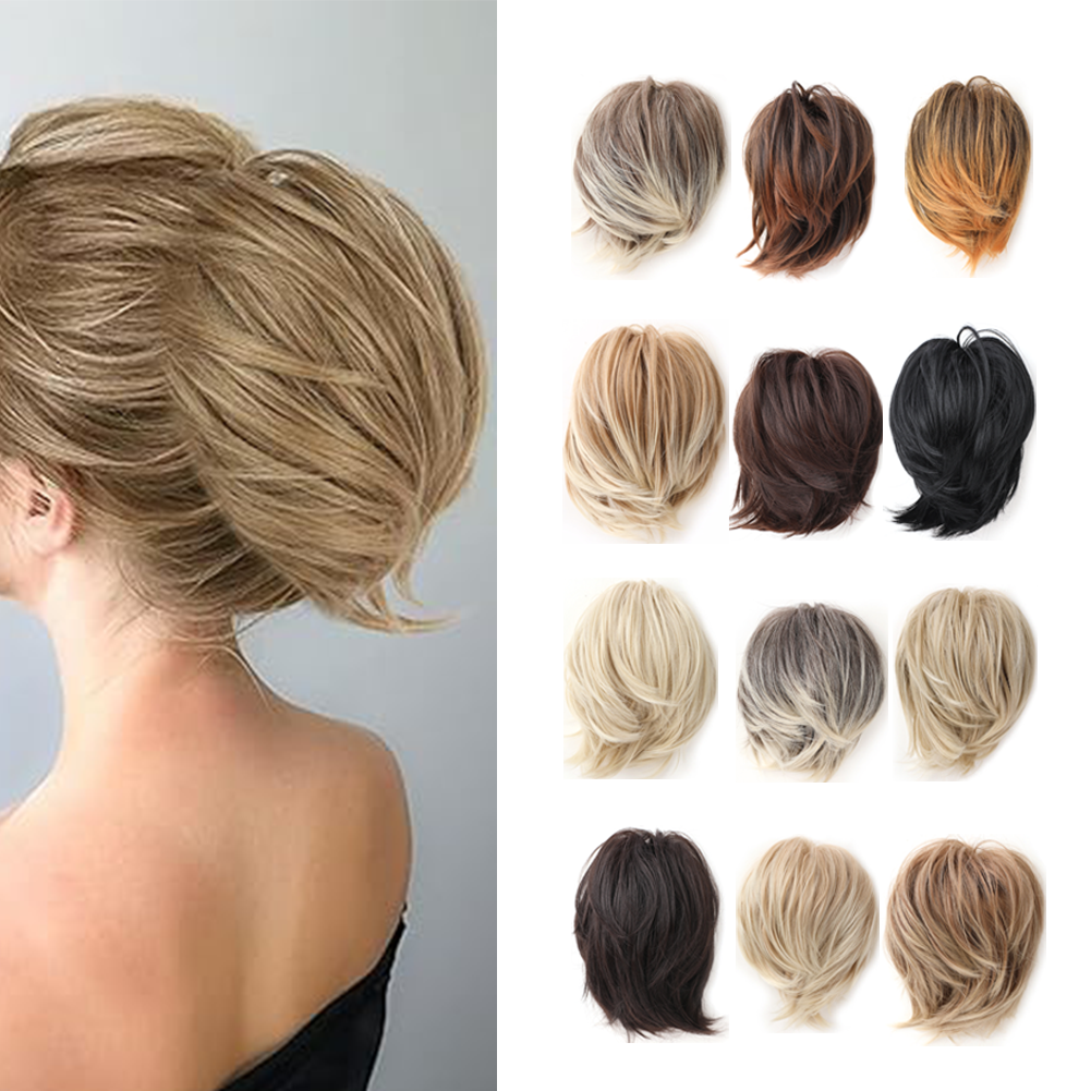 Messy Hair Bun Synthetic Hairpieces for Women Short Bun Tousled Synthetic Elastic Scrunchies Hairpiece for Women Girls