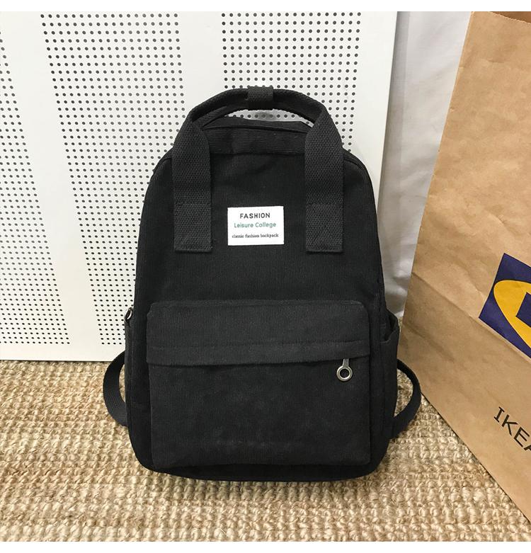Trend Female School Bags Women Backpack College School Bagpack Harajuku Travel School Bags For Teenage Girls: Black bagpack