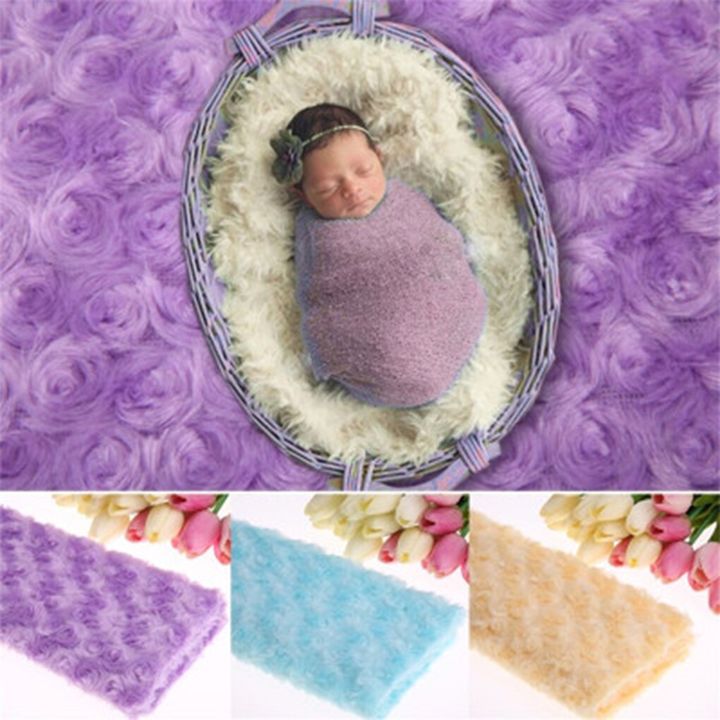 Baby nyfødt dejligt rosenmønster fotografi prop fluff tæppe blomster tæppe spædbarn blødt tæppe 50cm*50cm
