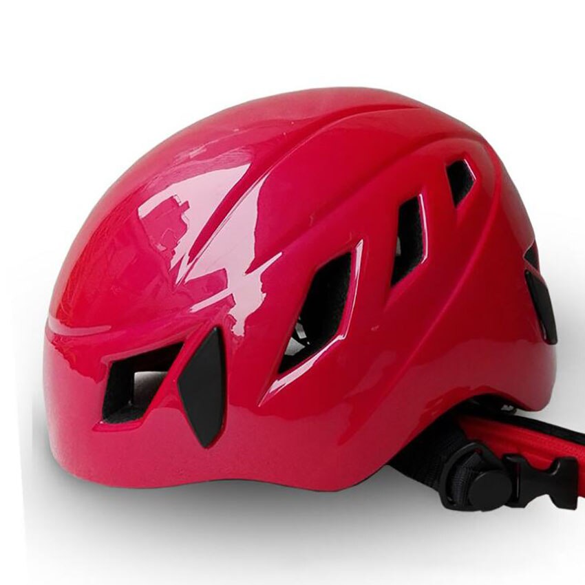 Kevyt kiipeilykypärä miehille naisille säädettävä kypärä iskunkestävä, ulkoturvallisuus pyöräilyluistelukypärän suoja: Punainen
