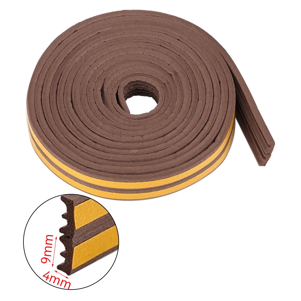 10 Meters Sound Insulation Strip Foam Sticky Self-adhesive Sealing Anti-Collision Rubber Seal Draught Excluder Tape Door Window: Brown E