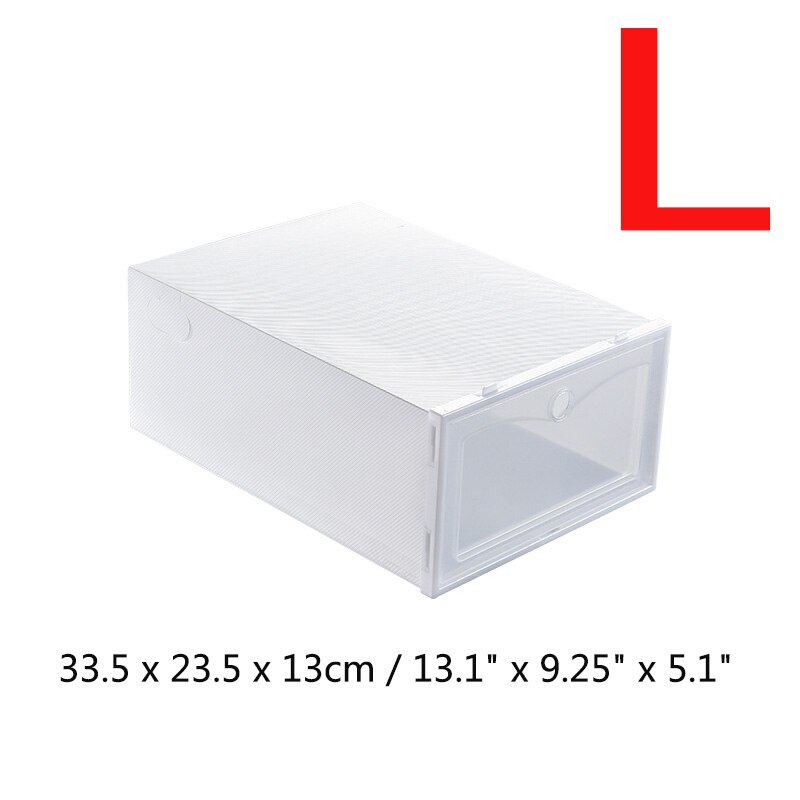 Składane przezroczyste plastikowe pudełka na buty wieżowych Floding DIY szuflady na buty pojemniki robić przechowywania organizatorzy domowe pudełko robić przechowywania butów: biały-L