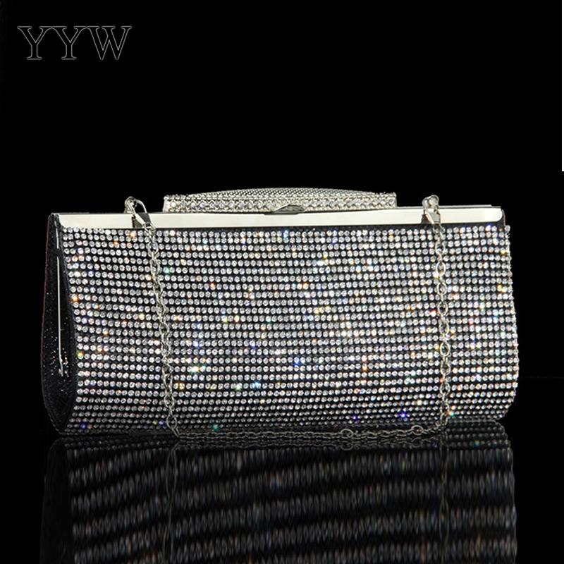 Soirée sacs pochette sac bandoulière Pu cuir strass sac à main de mariée femmes chaîne féminine sac de mariage: black