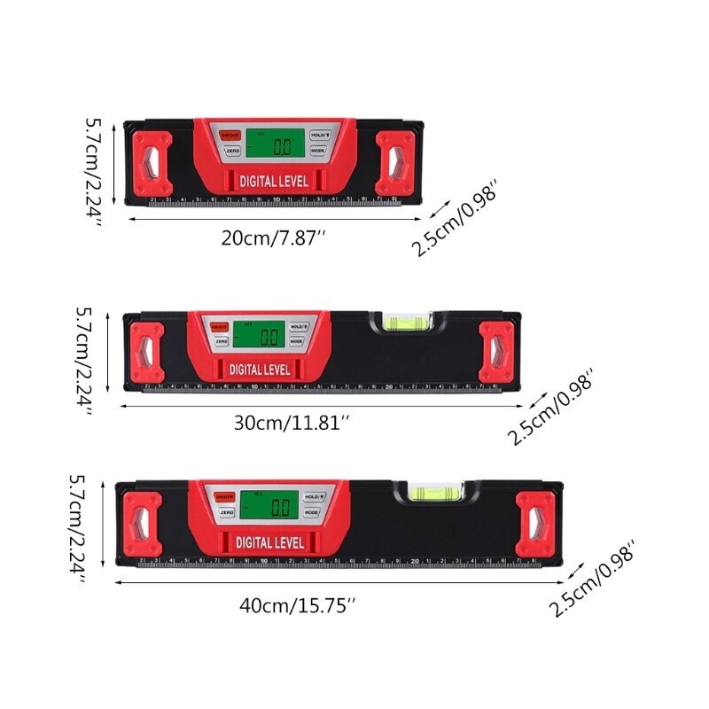 066E Spirit Level Ruler Inclinometer Aluminum Alloy Magnetic Level Ruler High Precision Bubble LED Display Electronic Level
