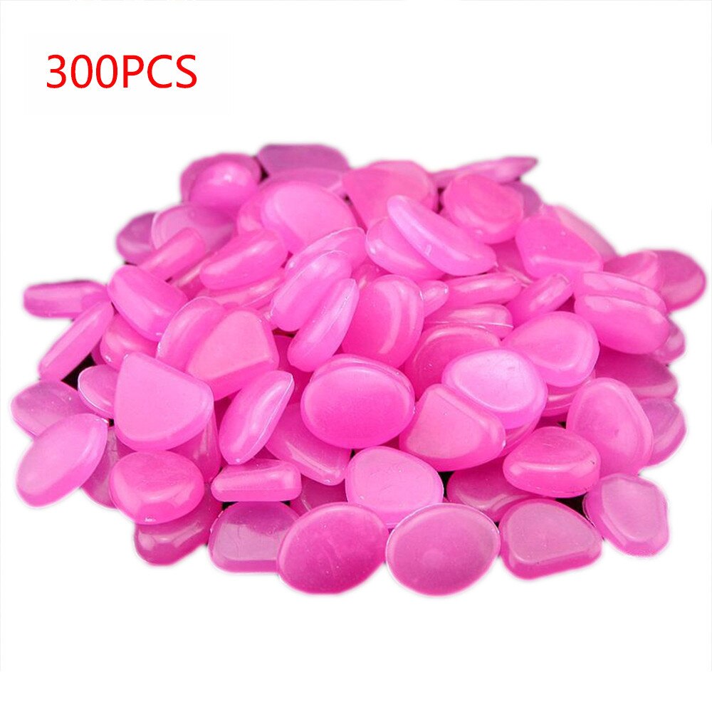 300PCS Luminous Artificial Pebbles Glow In Dark Stone Home Garden Decoration Fluorescent Artificial Stone for Aquarium Fish AD: C