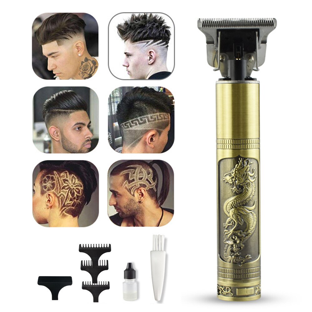 3 cor 5w esculpida máquina de cortar cabelo elétrica usb recarregável nova retro esculpida cabeça óleo tesoura casa elétrica fader