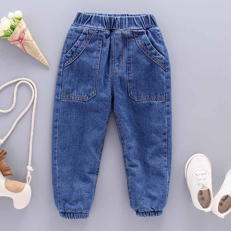 Children Boys Winter Thick Denim Pants Baby Boys Casual Good Velvet Warm Jeans Pants 1-6 Years #068