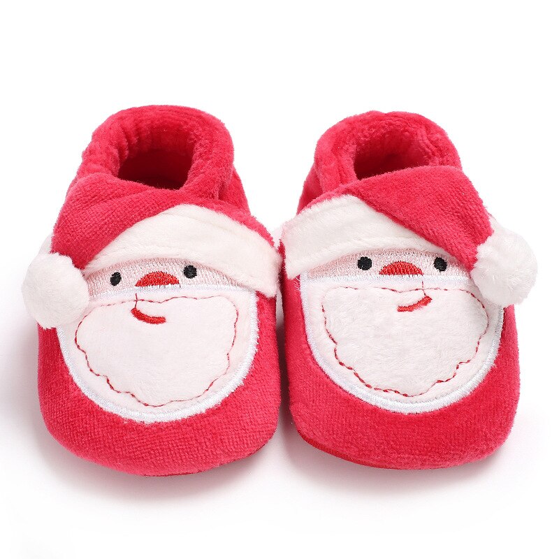 Zapatos navideños para bebé, calzado de suela suave, cálido, Papá Noel, primeros pasos, bonitas botas de Navidad, 1 par