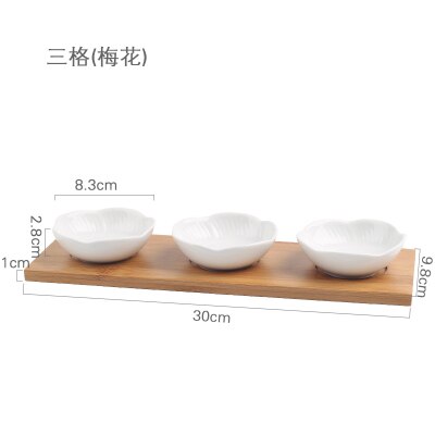 Keramik Snacks Platten mit Bambus Tablett Japan Stil Kreative Obst Platte Nachmittag Tee Tabletts Nachspeisen Platte Soße Gericht: E3