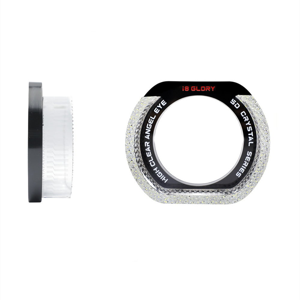 2,5 "3" coche 5D cristal Led Ojos de Ángel 12V anillos de Halo para lente de proyector Bi Led luz LED luces de señal de giro DRL accesorios de coche: Verde militar / BLANCO / H8B