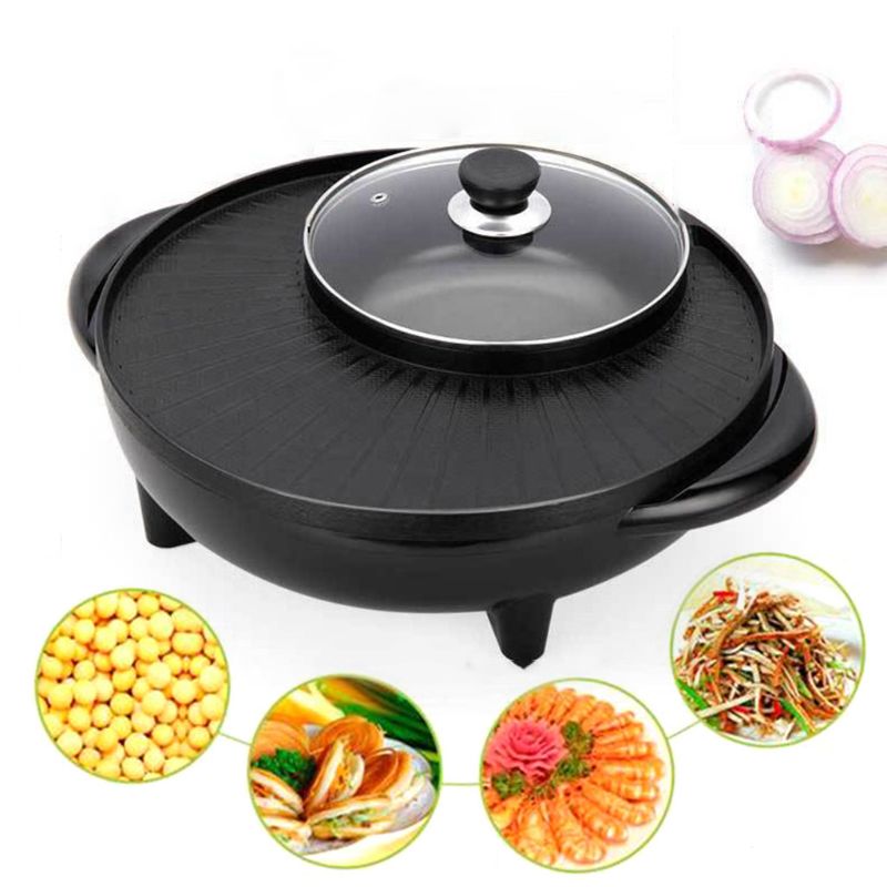 2 In 1 Barbecue Pot Elektrische 1700W 220V Multifunctionele Home Party Non Stick Bbq Grill pan