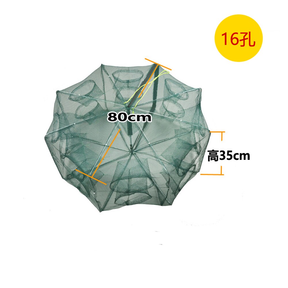 6/8/10/12/16 Hole Fishing Net/Fishing Gear/Cage Foldable Crayfish Catcher Casting/Fishnet Crab/Crayfish/Shrimp/Smelting/Eel Trap: 16 holes