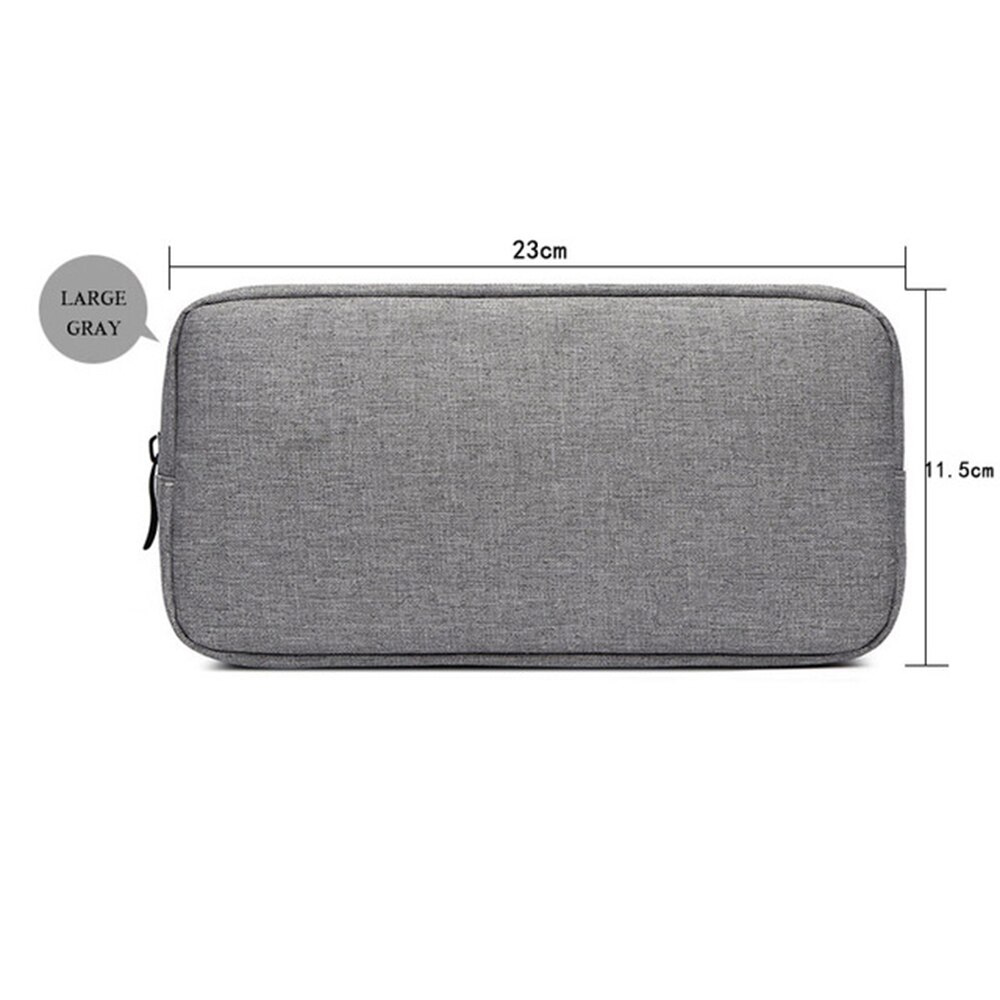 Travel Solid Make Up Bags Carrying Wash Cosmetic Tote Bag Makeup Beauty Cable Organizer Toiletry Pouch Storage Cosmetic Case Bag: Grey-L