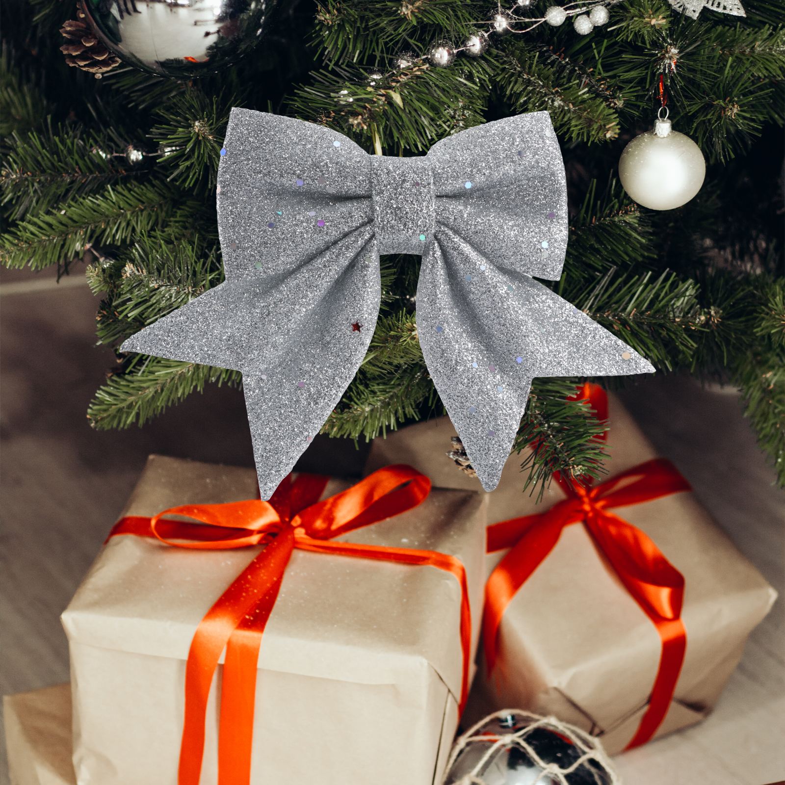 4 stuks kerstversieringen met goudstof, kerstboomversieringen met strikken voor in het winkelcentrum