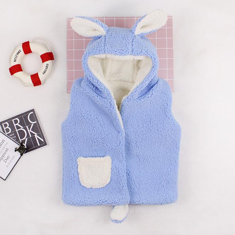 Roupas de bebê colete inverno veludo com capuz roupas da criança grosso quente bonito orelhas roupas casaco ybc029
