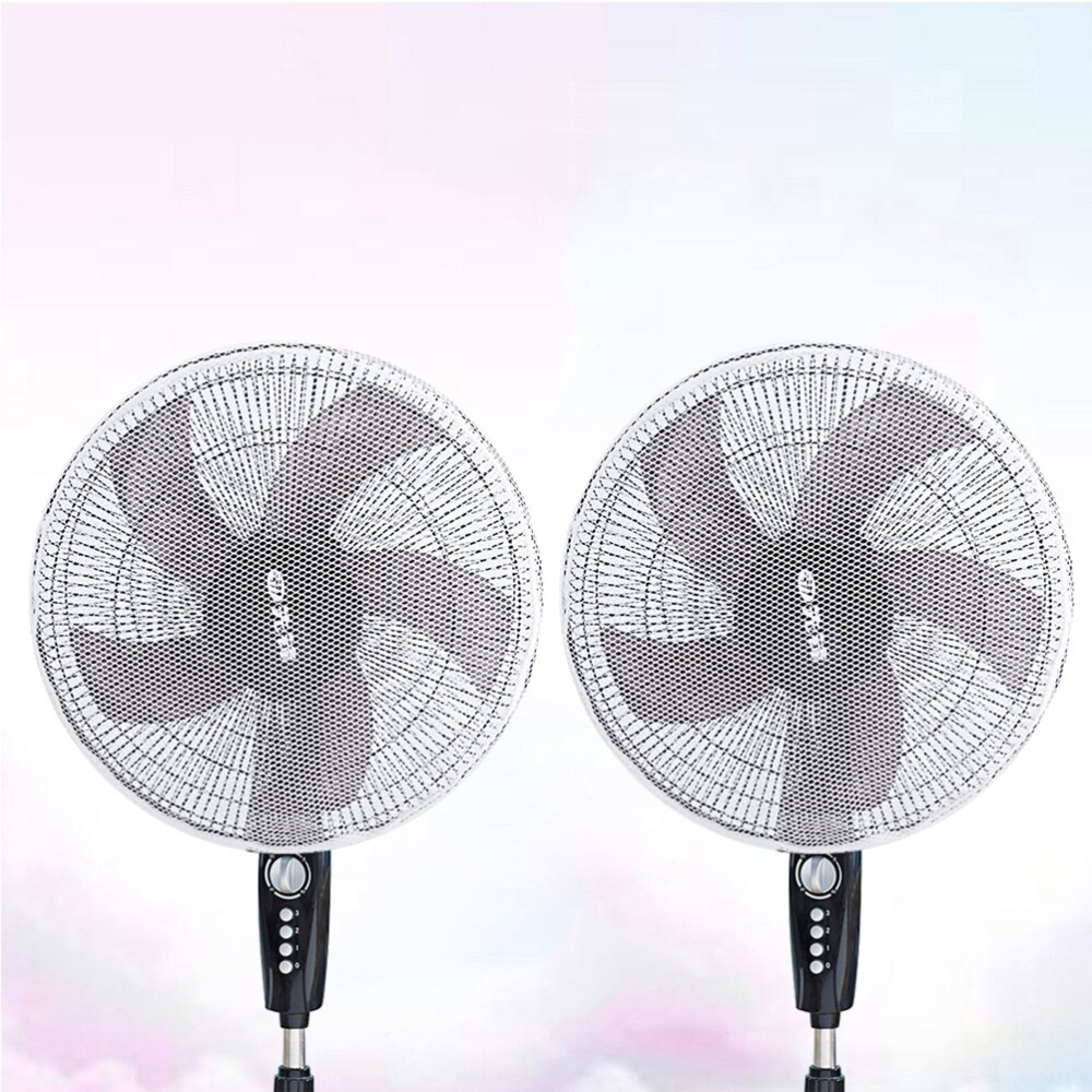 2 Pcs Familie Finger Protector Fan Cover Lichtgewicht Wasbare Stofdicht Zomer Fan Guard Cover: White 1