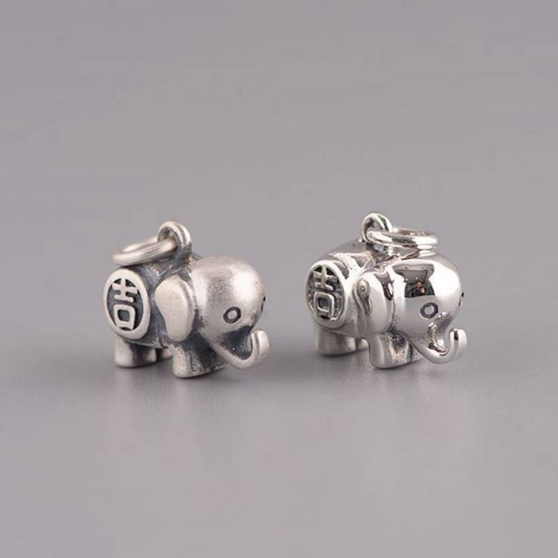 S925 Sterling silver auspicious elephant pendant men women Thai SIlver Lovely Elephant Pendnat Jewerly