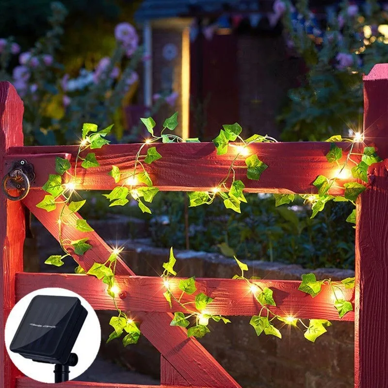 50/100 LEDs Green Leaf Fairy Lights String Künstliche Efeu Girlande Lichterkette für Weihnachtssträuße Hochzeit Schlafzimmer Dekoration: green / 6-10W