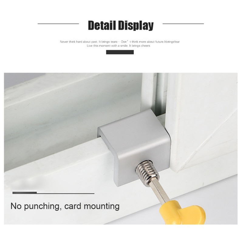 1PCS Adjustable Sliding Window Aluminum Alloy Stop Locks Security Door Frame Lock with Keys Home Office Security Lock Window