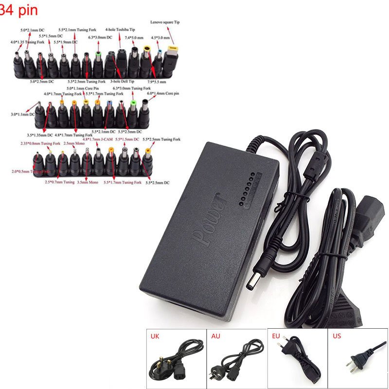 AC A DC 12V 15v 16v 18v 19v 24V Adattatore universale regolabile per caricabatterie Convertitore DC 96W per PC Laptop Eu US UK AU v: Grigio / Gli Stati Uniti