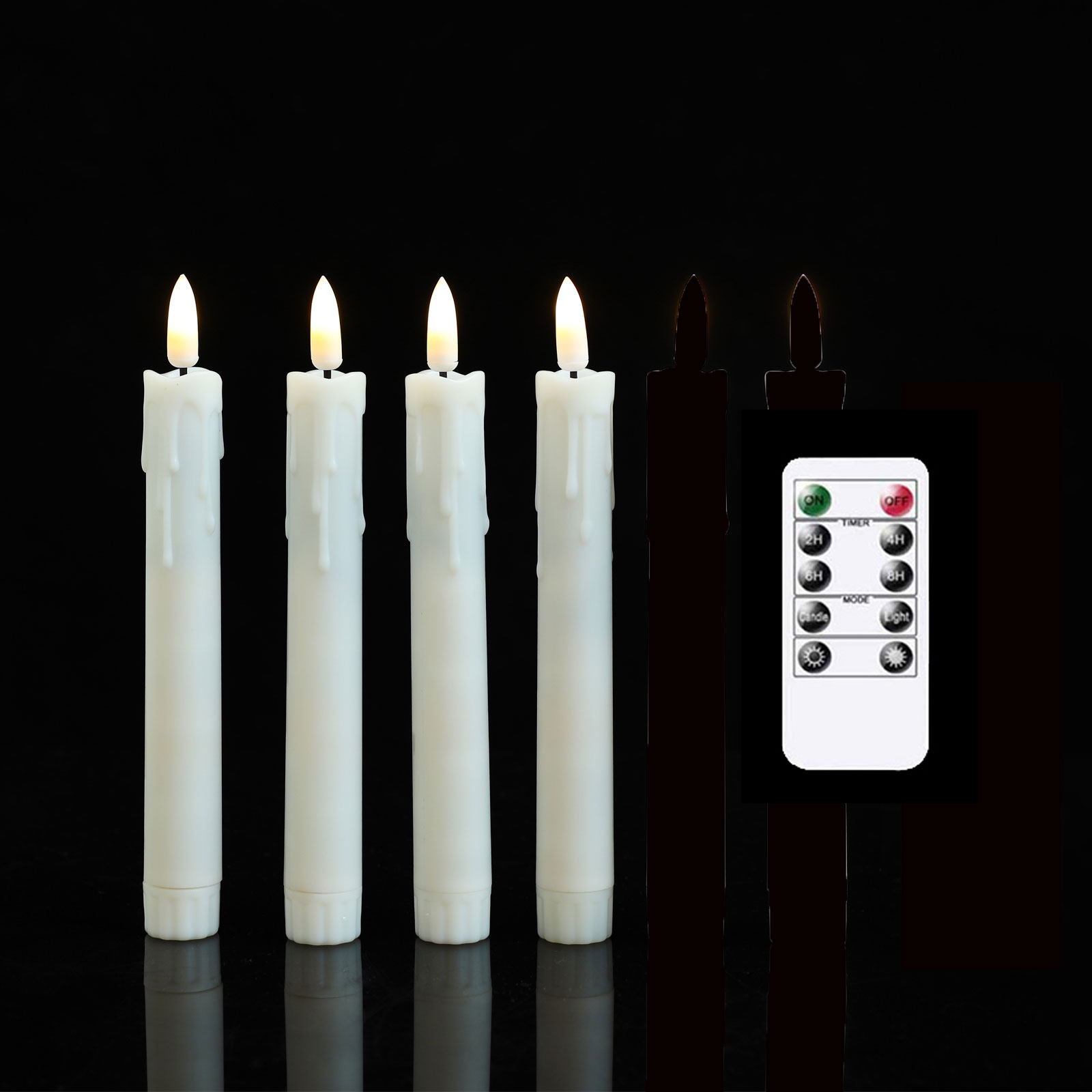2/3/4 Pieces 7 inch Short Flameless LED Taper Candles With Remote Control,Plastic Realistic Flickering Christmas Candles: cream
