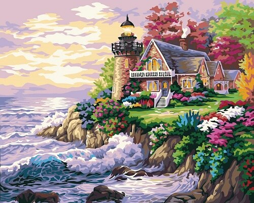 HUACAN pintura al óleo por números paisaje DIY fotos por números Paisaje del mar Kits de dibujo lienzo pintado a mano decoración del hogar: SZYH6006