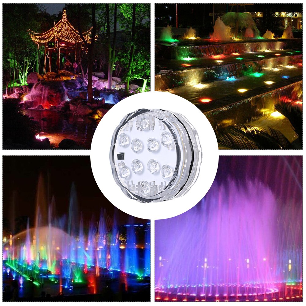 IP68 Waterproof Battery Operated Multi Color Submersible 10 LED Underwater Light for Fish Tank Pond Swimming Pool Wedding Party