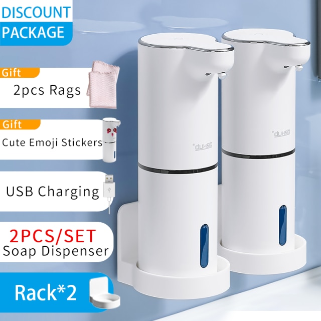 Multifunctional Bathroom Soap Dispenser Intelligent Sensing Foam Soap Dispenser USB Charger Hand Sanitizer: 2pcs Shelf Sets2