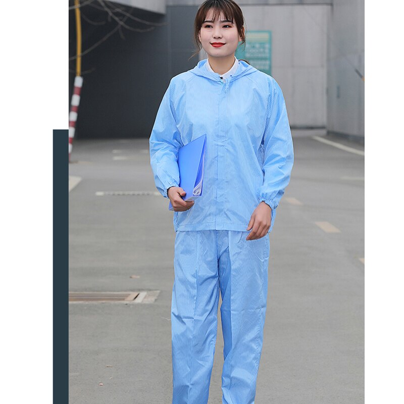 Anti-Static Overalls Hooded Dust-proof Jumpsuit Work Clothes Uniform Protective Clothing Food Factory Lab Coats Coveralls
