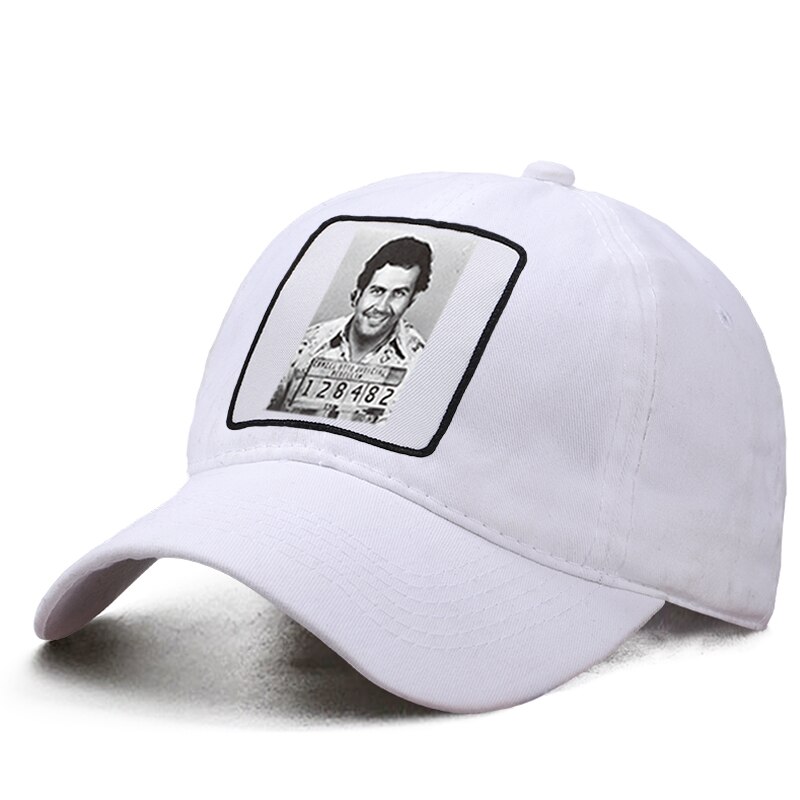 Gorra de béisbol de Pablo Emilio Escobar Gaviria para mujer, gorro de béisbol estilo Harajuku, Hip Hop, padre, camionero sólido, Snapback, Boinas de cola de caballo: White 6