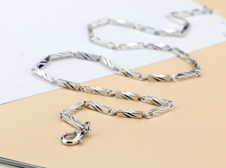 925 Sterling Zilveren Heren Ketting Patroon Graveren Solid Silver Chain Chic Mannen Sieraden Party Accessoires Niet vervagen