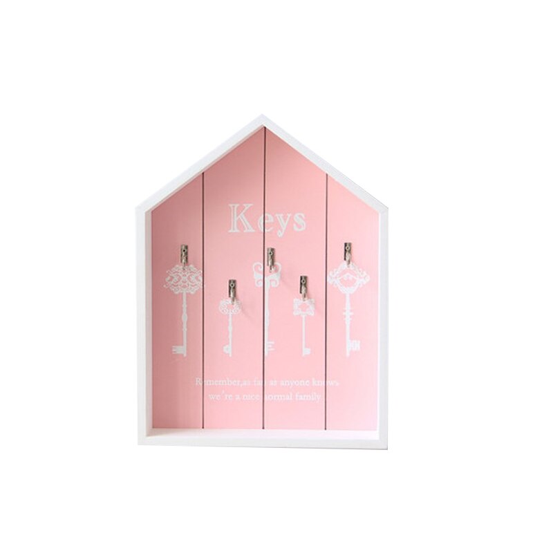 Wall-mount Handmade Wooden Key Hook Home Wall Decoration Multi-purpose Wall Hanging Hook for Keys Ring Storage Holder Key Hanger: Pink