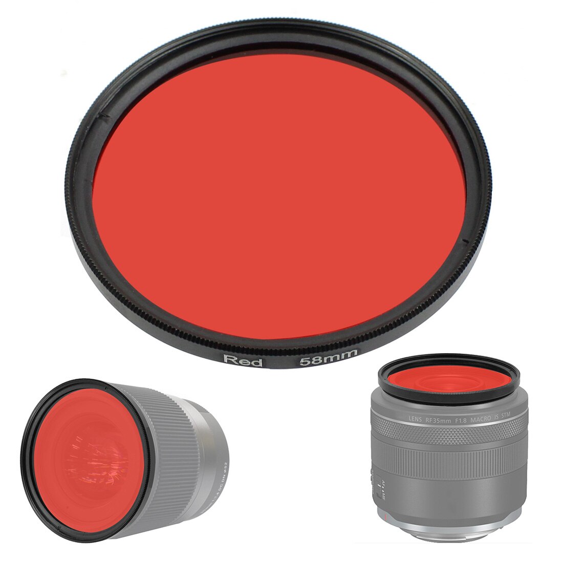 1x filtre de couleur 52mm pour Gopro Hero 8 caméra d'action 58mm objectif universel DSLR verre rouge Orange jaune bleu pour Canon Nikon Sony: Rouge / 58mm