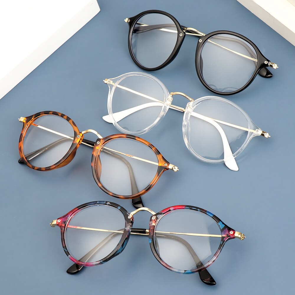 1pc optische brillen dames heren vintage ronde montuur metalen platte spiegel bril ultralichte flexibele bril