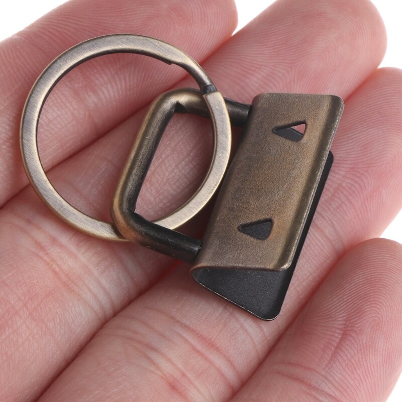 Ootdty 10 stk nøglefob hardware 25mm nøglering split ring til håndled armbånd bomuld hale klip