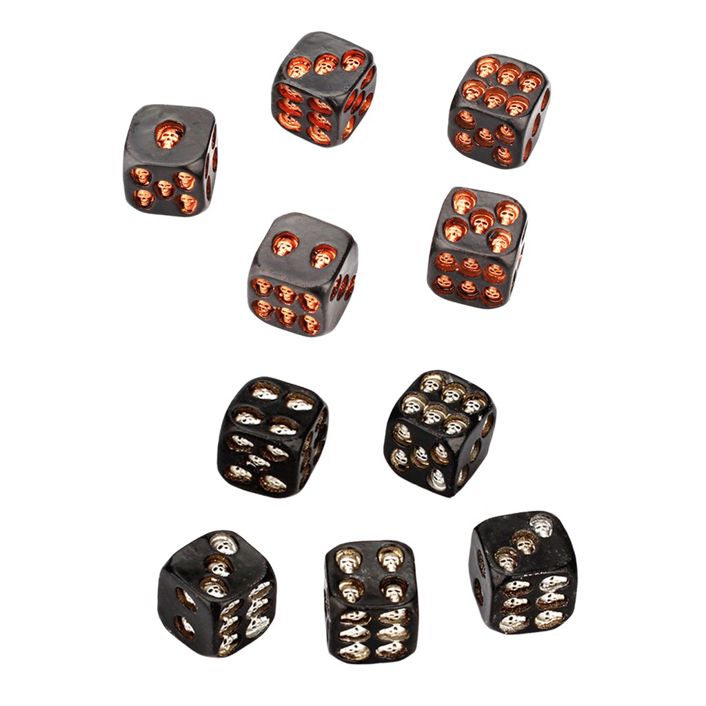 Set Van 5 Stuks Zwarte Schedel Dobbelstenen Grijnzende 3D Skelet Dobbelstenen Enge Novelty