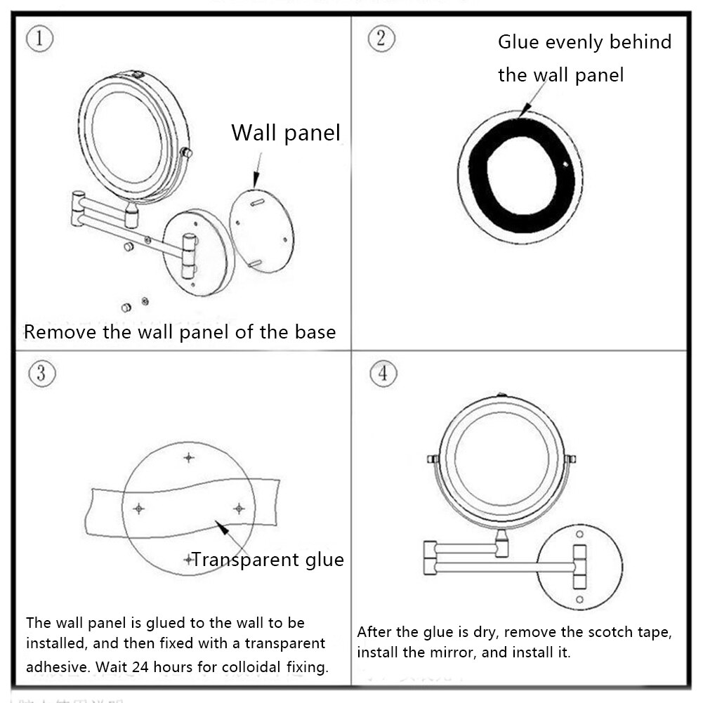 LED Double Sided Makeup Vanity Mirror Wall Mount 10x Magnification Swivel Extension Mirror FP8