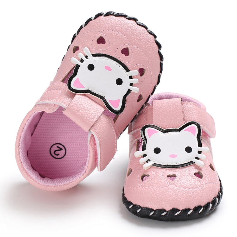 Emmababy Mode 0-18M Baby Schoenen Cartoon Soft Leather Baby Jongens Meisjes Peuter Lopen Kinderwagen Schoenen Met antislip Lederen Zool: Pink Cat / 0-6 months