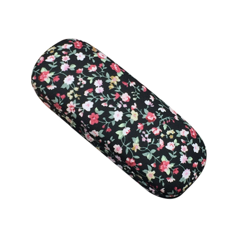 Iboode retro blomtryck läsglasögon fodral box dam hårt blommönster glasögon förvaringsfodral hållare kvinnlig organisatör: Liten blomma svart