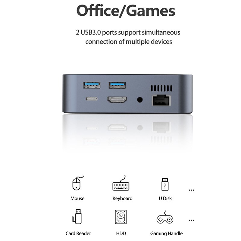 Stacja dokująca USB 3.0 typu C 9 w 1 type-c na HDMI kompatybilny 1080P VGA z telefonem komórkowym inteligentny Adapter obsługuje kartę CD/TF