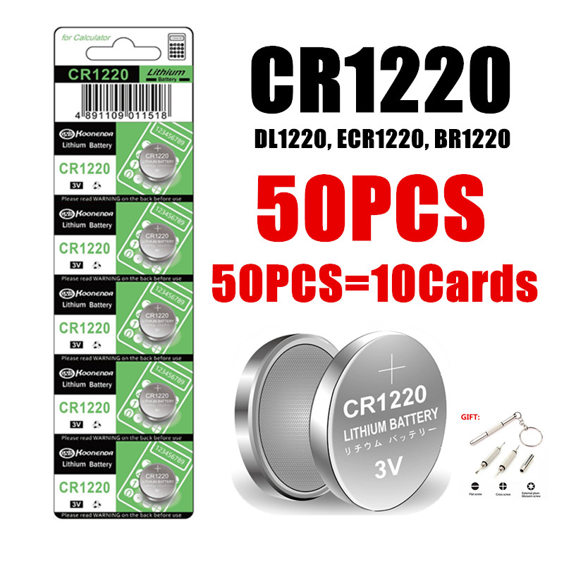 2-100pcs 45mAh CR1220 Batteria a bottone a bottone per orologio Chiave remota per auto CR 1220 ECR1220 GPCR1220 5012LC 3V Batterie al litio: verde