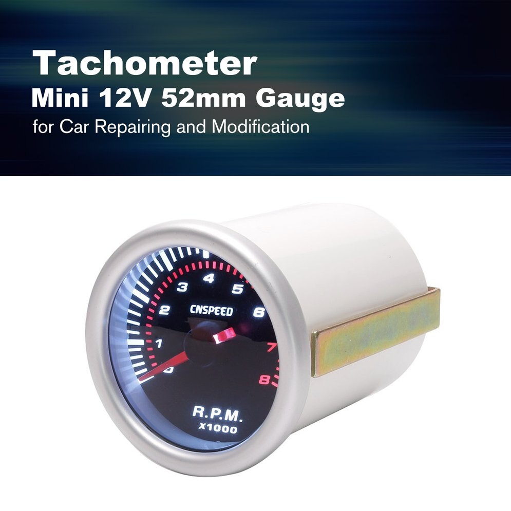 CNSPEED 52mm Electrical Car Engine Speed Pointer Tachometer Tacho Gauge Meter Tester 0~8000 RPM Counter for 4/6/8 Cylinder