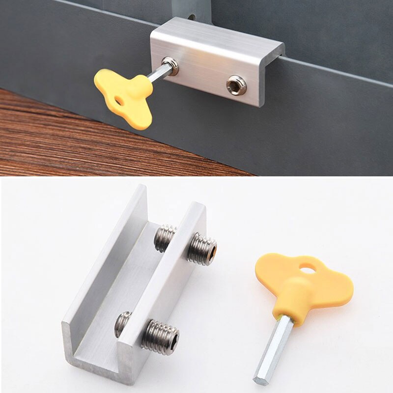 Adjustable Sliding Door Window Locks Padlock Stop Aluminum Alloy Door Lock Frame Home Office Child Window Security Lock: 01