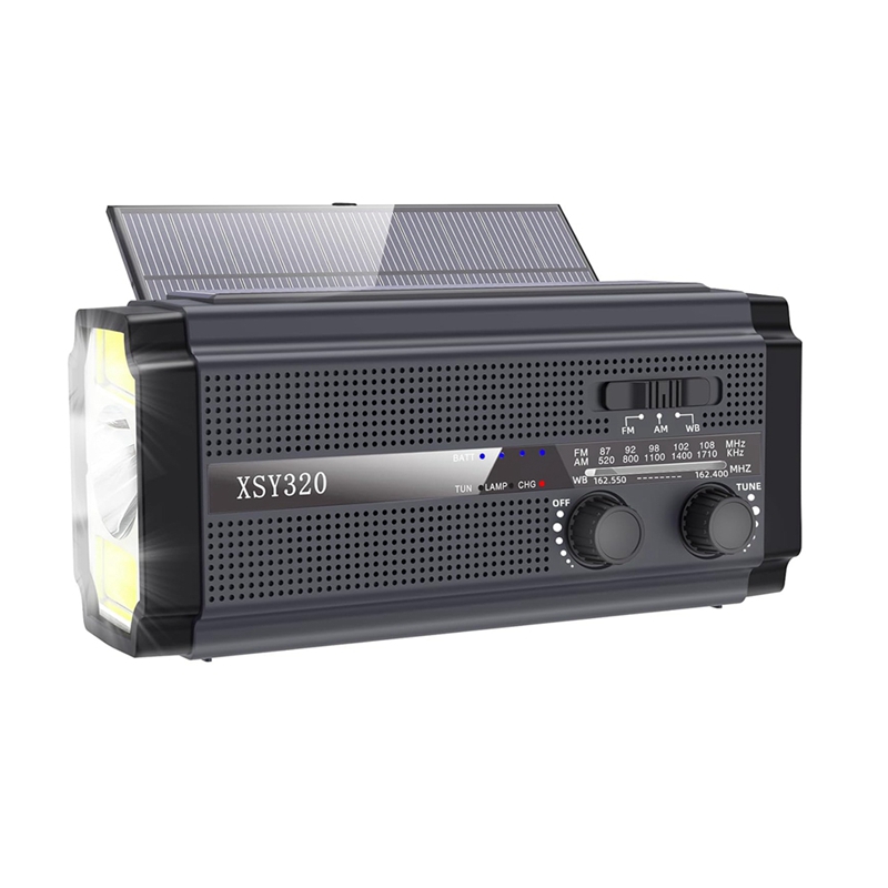 Emergency Weather Radio Hand Crank Solar Radio Portable AM/FM/NOAA Radio With 5 Charging Modes Cell Phone Charger: Lavender