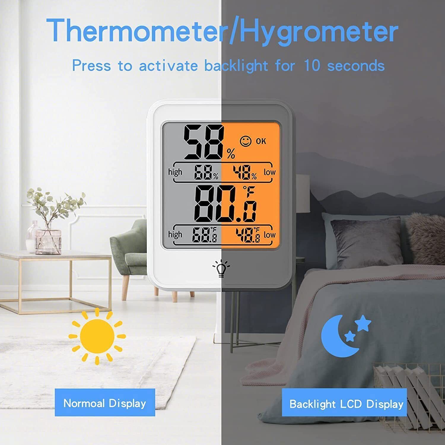 LCD Digitale Hygrometer Kamer Thermometer Met Stand Magneet Draagbare Huis Kantoor Temperatuur Monitor Thermometer Hygrometer