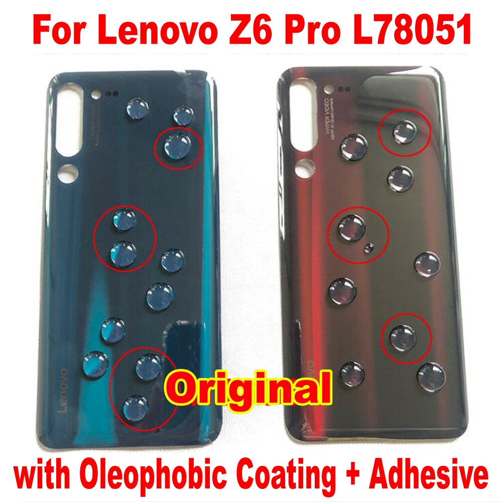 100% Voor Lenovo Z6 Pro L78051 Glazen Deksel Terug Battery Cover Behuizing Deur Case Achter Met Camera Frame flash + Adhesive