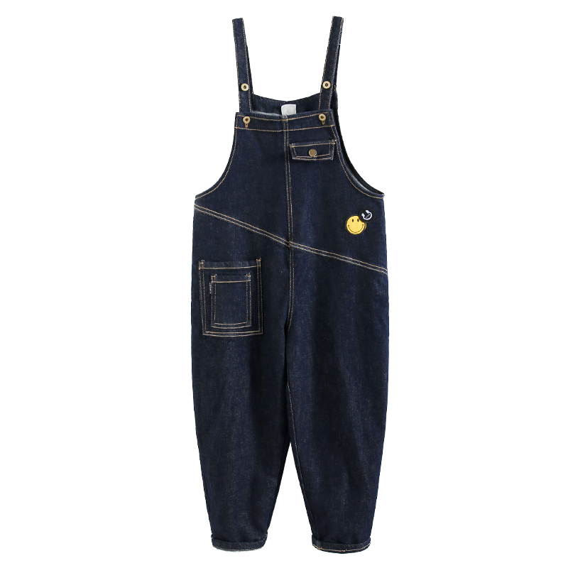 Herfst Bib Broek Overalls Jumpsuits Jongens Cartoon Splicing Mode Denim Jarretel Losse Pocket Cowboy Unisex Denim Jeans: 10