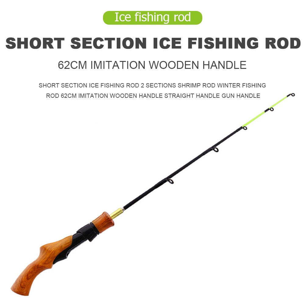 Ice Fishing Rod Wooden Handle River Shrimp Carp Winter Fishing Tackle Children's Portable Ultralight Baitcasting Fishing Rod