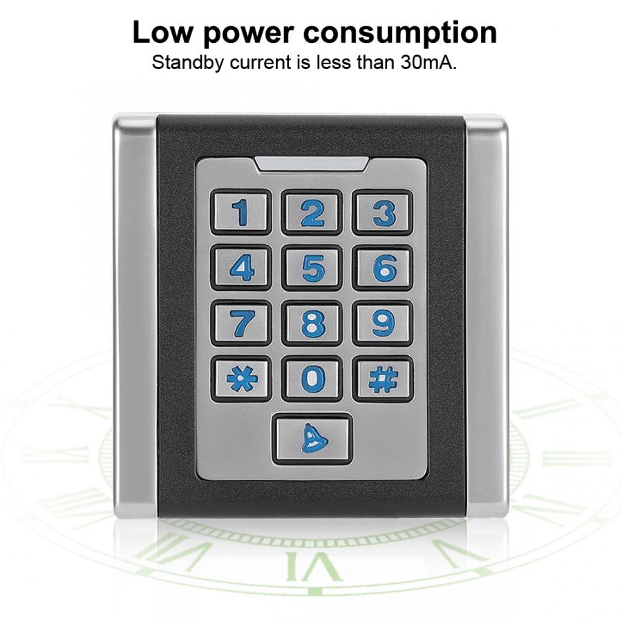 2000 Users DC12V 125KHZ RFID Card Reader IP65 Waterproof Keypad Password Access Controller